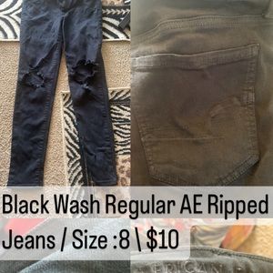 American Eagle Black Wash Ripped Jeans